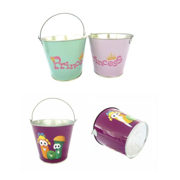 5L Christmas Galvanized Buckets CMYK Round Metal Bucket