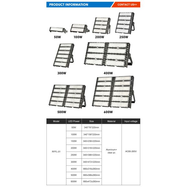 IP66 High Powered LED Flood Security Lights 200w 250w 300w 400w 500w 600w Led High Mast Flood Light With SKD Housing