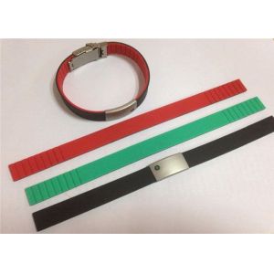 Dual Color Laser Engraved Silicone Bracelets 220*15mm Size Logo Customized