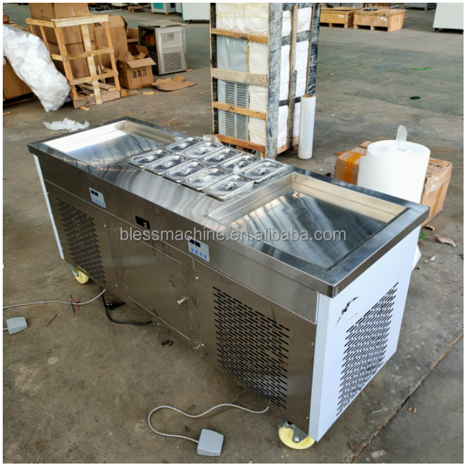 Fried Ice Cream Machine with 480mm Pan Size and 1650*560*780mm Dimensions