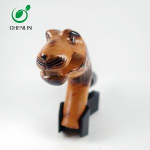 Carving Cat Wooden Umbrella Handle No Burrs SGS Certificated