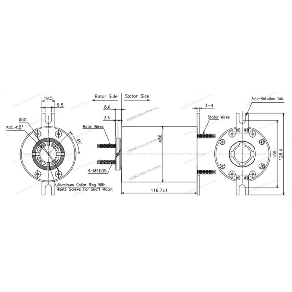 Id 25mm Electrical Through Hole Slip Ring Speed 300rpm For Industrial Automatic System