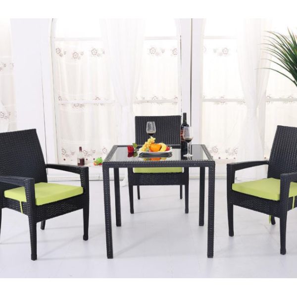 Black Wicker Patio Dining Table Garden Restaurant Dinning Table Set