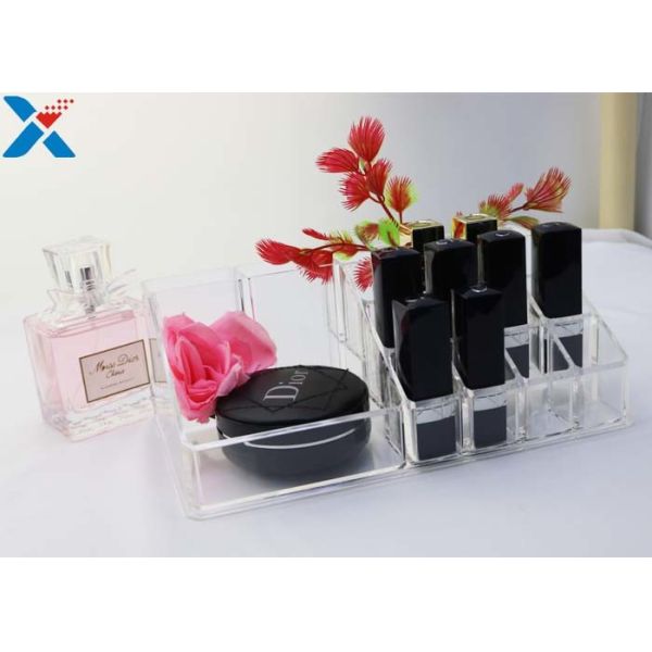 Rectangle Acrylic Makeup Drawer Organizer / Acrylic Cosmetic Organiser ROHS Approved