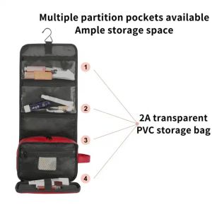 Zipper Closure 2l Hanging Travel Toiletry Bag For Women