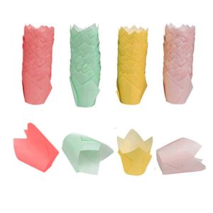 Disposable Eco Friendly Greaseproof Cupcake Tulip Paper Cups