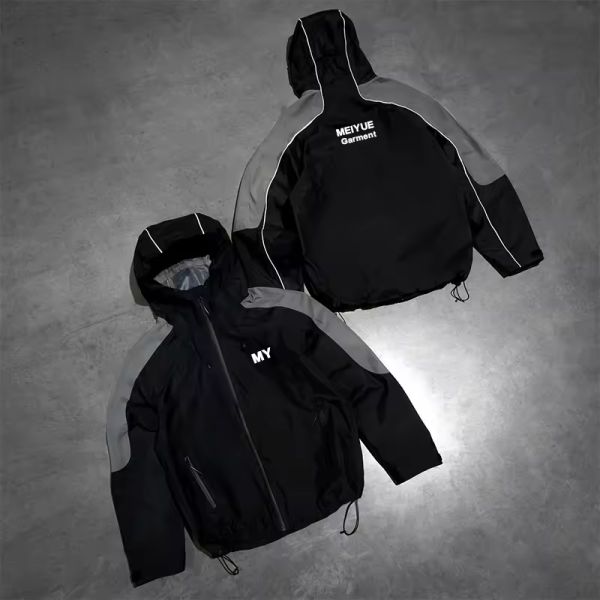 Clothing Manufacturers Custom Windbreaker Jacket Zip up Hoodie Nylon Color Blocks Vintage Lightweight Windproof Hoodies Men