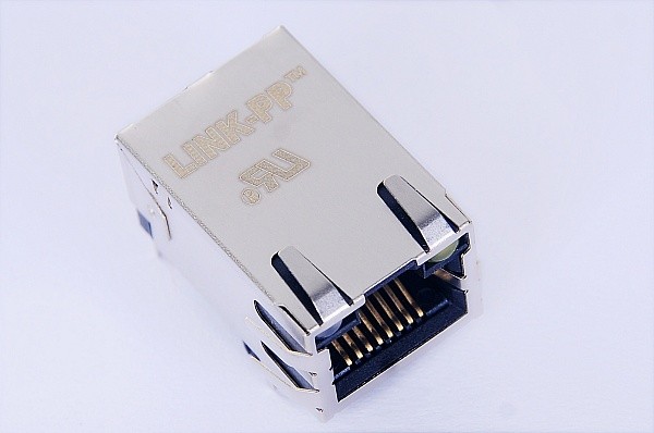 0826-1L1T-57-F PoE Magnetic RJ45 Jack , G/GY Tab Down Single Port Stacked RJ45