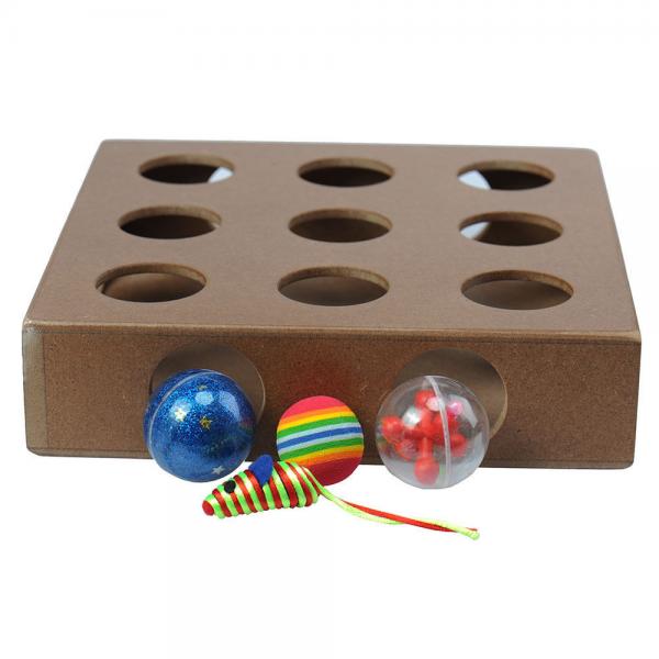 Buy Wooden Square Cat Puzzle Toy Box , Interactive Cat Toys Treasure Hunt at wholesale prices