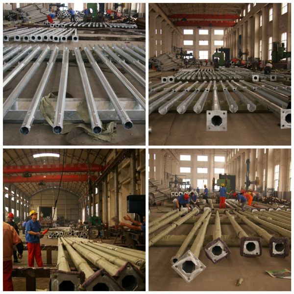 Galvanized Road Street 6M Steel Pipe Traffic Light Pole , Gr50 7M 11M Bracket Road Light Poles