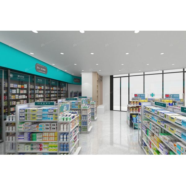 04-XDZYS001 Fashion-forward wooden pharmacy display rack pharmacy shelving for Drugstore Shop Design