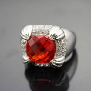 925 Sterling Silver Blue Topaz Cubic Zirconia Ring(F59)