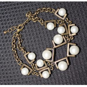 Quality 2013 new artificial metal casting jewelry antique gold chain imitated pearl bracelet for sale