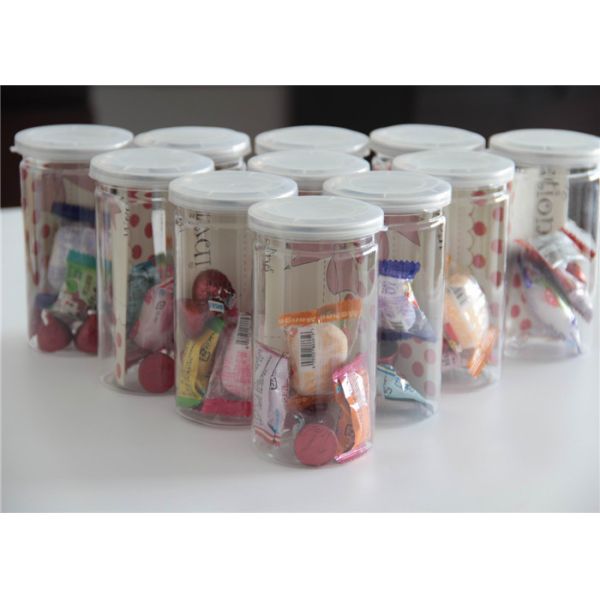 Food grade PET Clear Plastic Cylinder 400ml Candy Canister Easy Open