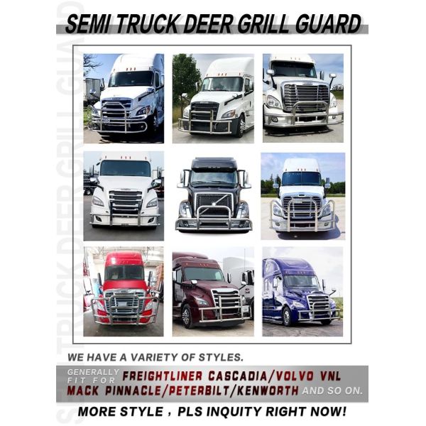 OEM Wholesale 304 Stainless Steel Semi Truck Deer Guard For Vnl Freightliner Cascadia Pinnacle