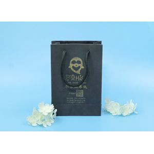 Black Eco Friendly Paper Bags Sturdy Durable Square Bottom Stand Up Easily