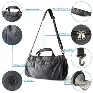 Polyester Anti Theft Travel Bag Gym Bag With Wet Pocket Shoe Compartment