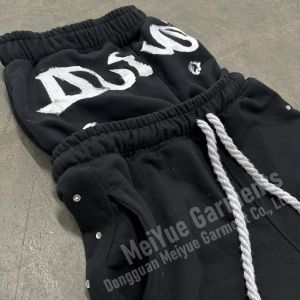 Mens Double Waisted Rhinestone Joggers Baggy Sweatpants Streetwear Midweight