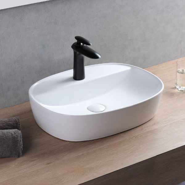 Buy Concise Clear Counter Top Bathroom Sink High-Temperature Firing Wash Basin at wholesale prices