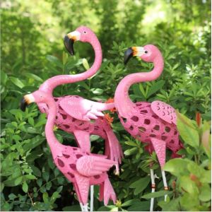 Creative Iron Pink Flamingo Garden Decoration