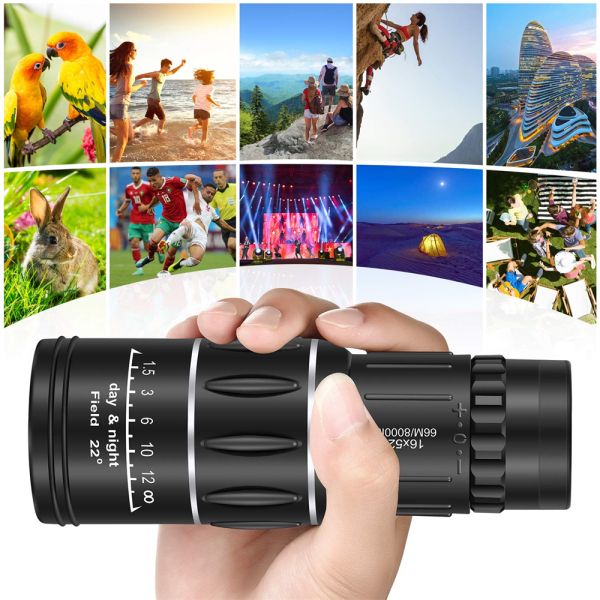 Bifocal 16x52 Compact Cell Phone Monocular Telescope Waterproof 66/8000m For Children
