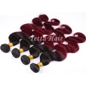 Wine Red Hair Ombre Human Hair Extensions 12'' - 30'' Body Wave
