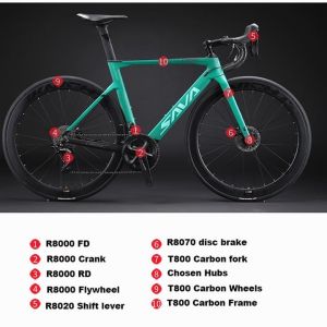 8.4kg SAVA Full Carbon Road Bike , Hydraulic Disc Brake T800 Carbon Fiber Bike