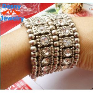 Quality Beautiful restro crystal gold plated elastic bangles bracelets metal casting jewelry for sale