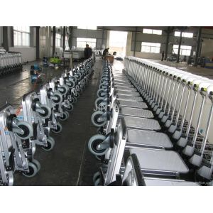 Portable Four Wheel 304 Stainless Airport Luggage Trolley With Automatic Brake