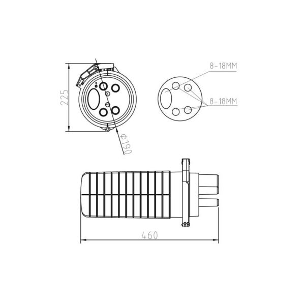 PP GF 144C Dome Fiber Splice Closure IP68 Heat Shrink Seal 5 Ports 24F