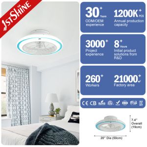 Small 20 Inch Flush Mount LED Ceiling Fan with Light and Color Temperature 3000
