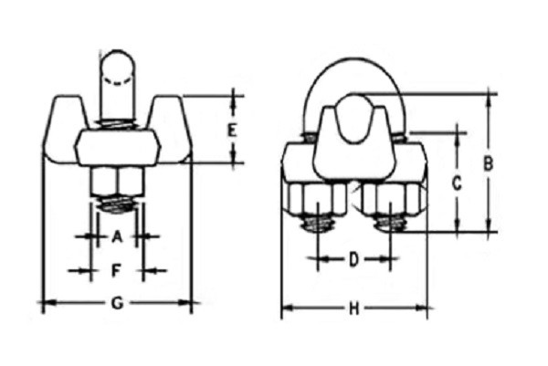 Polished Wire Rope Clip US Type Stainless Steel Cable Clamps 3mm To 76mm