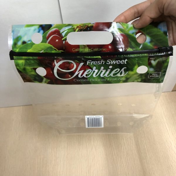 Clear fresh fruit packing bag with zipper and breath hole/ Fruit plastic bag for strawberry,grape,Cherry tomatoes