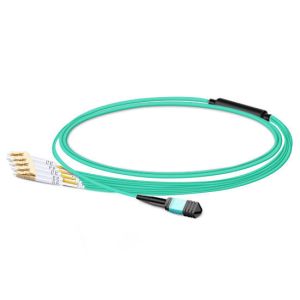 3m (10ft) MPO Female to 4 LC UPC Duplex OM3 50/125 Multimode Fiber Breakout