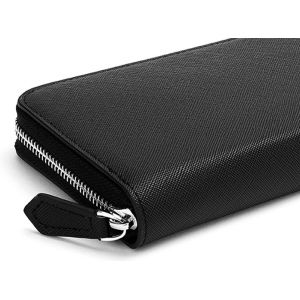 Multi-Function Clutch Budget Long Zipper Wallet with Cross Pattern and PU