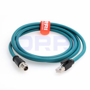 M12 Flexible Ethernet Cable , X-Coded 8 Pole to RJ45 Gigabit Ethernet Interface