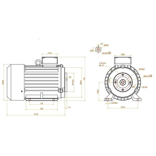 Electric AC Motor 4HP-20HP IEC/Hollow Shaft IEC1/IEC3AC Motor 208/230/460v