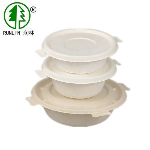 Paper Soup FDA Plant Fiber Biodegradable Sugarcane Bagasse Bowls With Lids
