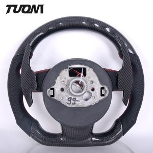 Perforated Leather Audi Carbon Fiber Steering Wheel Flat Bottom