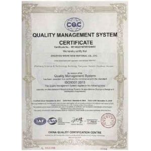 Zhuzhou MMM New Material Co., Ltd. Certifications