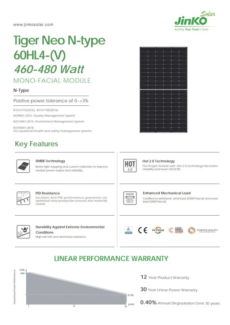 460W 465W Jinko N Type Solar Panels 470W 475W 480W Mono Perc Half Cell Solar Panels