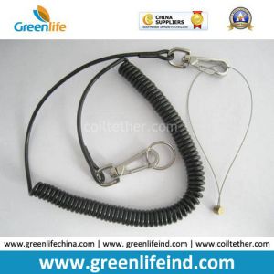 China Safety Belt Long Rentention Coil Lanyard Rope W/Metal Hook on sale
