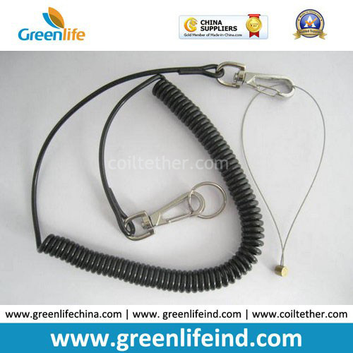 Buy Safety Belt Long Rentention Coil Lanyard Rope W/Metal Hook at wholesale prices