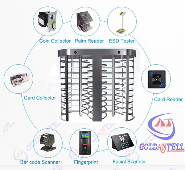 Bi - directional Airports Subway Station single turnstile , Automatic Revolving Door