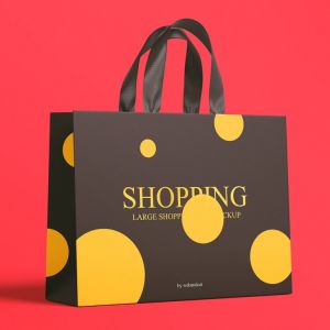 Custom Private Logo Printed Black Large Personalized Luxury Shopping Tote Gift