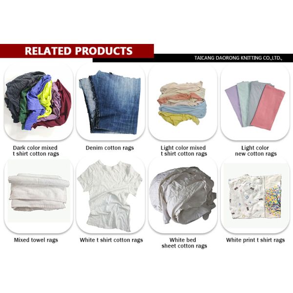 secondary shirt White Knitting Cotton wiping Cleaning Rags