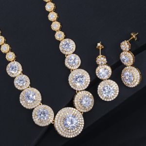 AAA CZ CZ Crystal Necklace Pendant Necklace Rhinestone CZ Jewelry Set Women