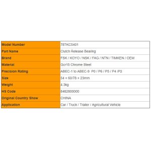 78TKC5401 Automotive Clutch Release Bearing , CT541SA / VKC3631
