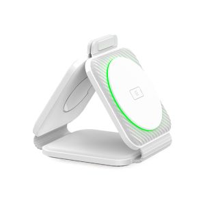 Foldable Three-In-One Magnetic Wireless Charger Abs Plastic for iPhone iWatch