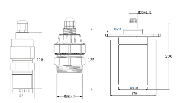 pool water oil tank ultrasonic liquid level sensor